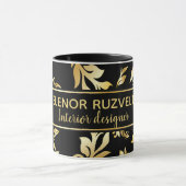 Modern Lux Elegant Floral Damask zwart goud design Mok (Midden)