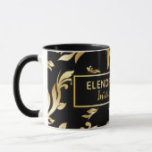 Modern Lux Elegant Floral Damask zwart goud design Mok (Links)
