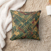 Modern, Luxe Abstract Goud Groen Burgundy Kussen (Deken)