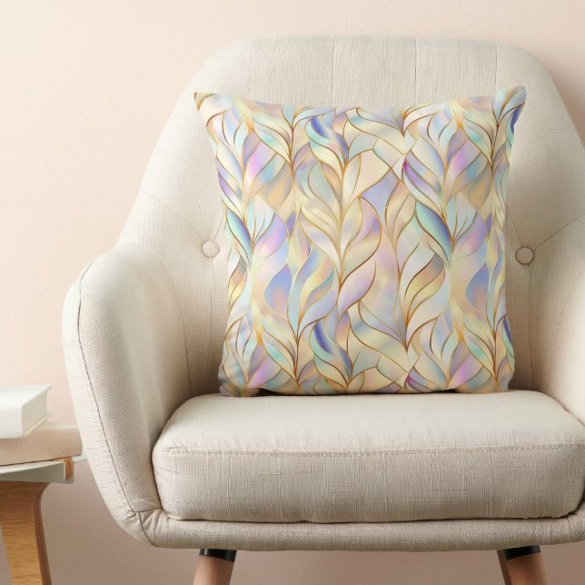 Modern Luxe Abstract Pattern Throw Pillow Kussen (elegant chic glam modern iridescent pastel pink purple blue pattern throw pillow)