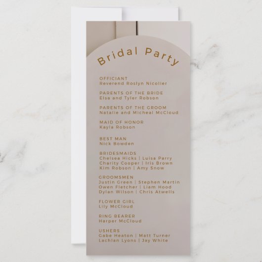 Modern Luxe Arch Wedding Program | Neutral Beige (Achterkant)