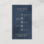 Modern Luxe Artistieke Marine Blauw en Goud Visitekaartje (Achterkant)