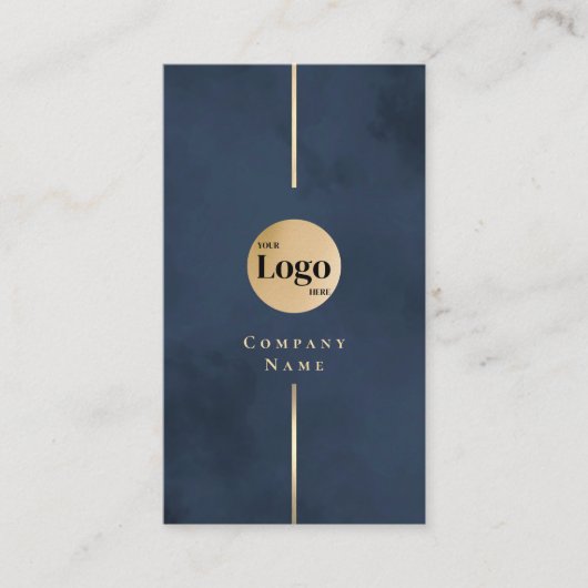 Modern Luxe Artistieke Marine Blauw en Goud Visitekaartje (Voorkant)