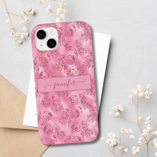 Modern Luxe Blush Roze Glitter Roos Chique Glam Case-Mate iPhone Case