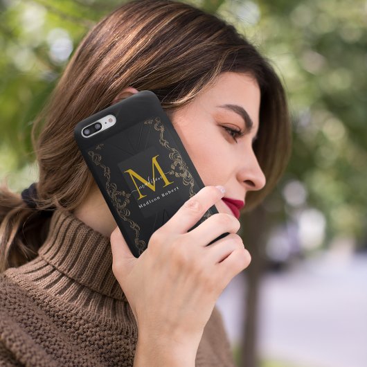 Modern Luxe Bruin Monogram Initiaal Grappig Script Case-Mate iPhone Case