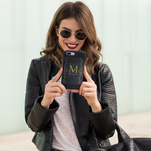 Modern Luxe Bruin Monogram Initiaal Grappig Script Case-Mate iPhone Case