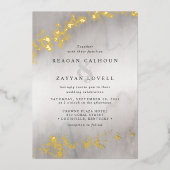 Modern Luxe Gold Flecks Grey Waterverf Wedding Folie Uitnodiging (Voorkant)