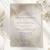 Modern Luxe Gold Flecks Grey Waterverf Wedding Kaart