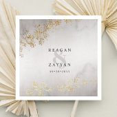 Modern Luxe Gold Flecks Grey Waterverf Wedding Na Servet