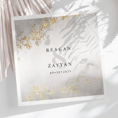 Modern Luxe Gold Flecks Grey Waterverf Wedding Na Servet