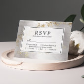 Modern Luxe Gold Flecks Grey Waterverf Wedding RSVP Kaartje