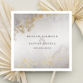 Modern Luxe Gold Flecks Grey Waterverf Wedding Servet