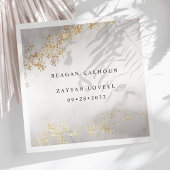 Modern Luxe Gold Flecks Grey Waterverf Wedding Servet