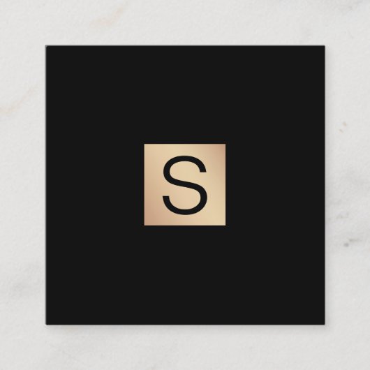 Modern Luxe Gold Monogram Vierkante Visitekaartje (Voorkant)