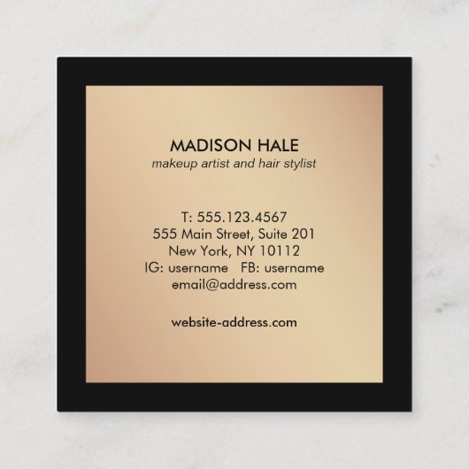 Modern Luxe Gold Monogram Vierkante Visitekaartje (Achterkant)