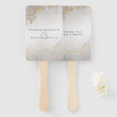 Modern Luxe Gold voelt grijs mist bruiloft Handwaaier (Voorkant en achterkant)