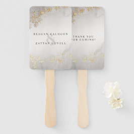 Modern Luxe Gold voelt grijs mist bruiloft Handwaaier