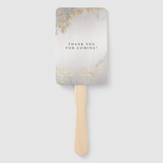 Modern Luxe Gold voelt grijs mist bruiloft Handwaaier (Achterkant)