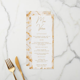 Modern Luxe Goud Abstract Bruiloft Menu Kaart