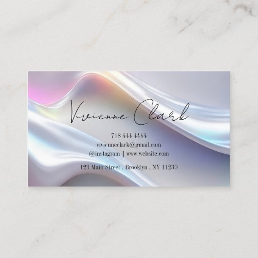Modern Luxe Holografisch Monogram Visitekaartje (Achterkant)