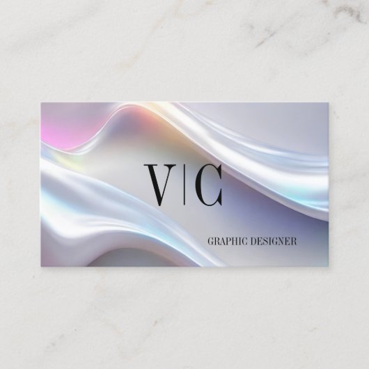 Modern Luxe Holografisch Monogram Visitekaartje (Voorkant)