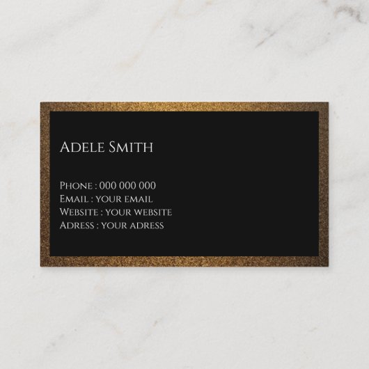 Modern luxe koperen gouden zwart lijst visitekaartje (Achterkant)