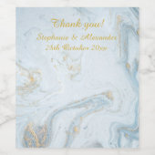 MODERN LUXE MARBLE BLUE GRAY WIJN ETIKET (Enkel label)