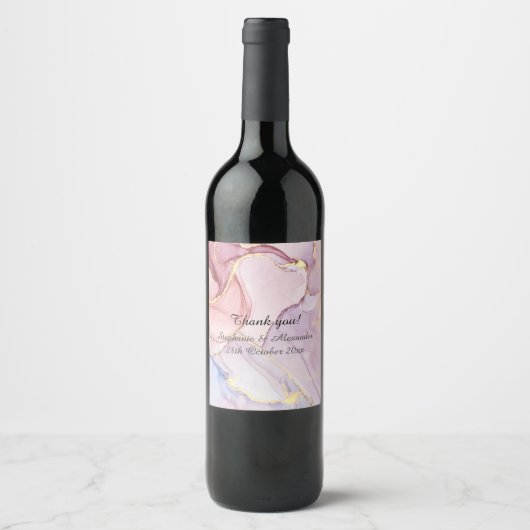 MODERN LUXE MARBLE LILA WINE ETIKET (Voorkant)
