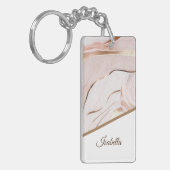 Modern Luxe Marmer Roos Gold Sleutelhanger (Voorkant Links)