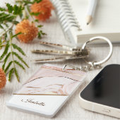 Modern Luxe Marmer Roos Gold Sleutelhanger (Voorkant Rechts)