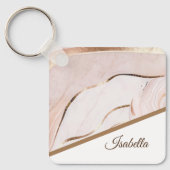 Modern Luxe marmeren Roos & goud Sleutelhanger (Voorkant)