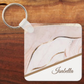 Modern Luxe marmeren Roos & goud Sleutelhanger (Voorkant)