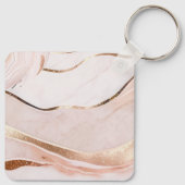 Modern Luxe marmeren Roos & goud Sleutelhanger (Achterkant)