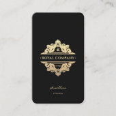 Modern Luxe Monogram Zwart Goud Ornament Logo Visitekaartje (Voorkant)