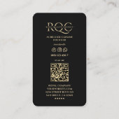 Modern Luxe Monogram Zwart Goud Ornament Logo Visitekaartje (Achterkant)