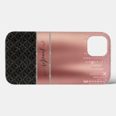 Modern luxe Roos Goud Zwart Chic Glitter Case-Mate iPhone Case (Achterkant (horizontaal))