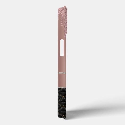 Modern luxe Roos Goud Zwart Chic Glitter Case-Mate iPhone Case (Achterkant / Rechts)