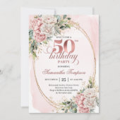 Modern Luxe Rose Gold 50th Birthday Party Invites Kaart (Voorkant)