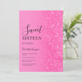 Modern Luxe Roze Glitter Neon Sweet 16 Kaart (Staand voorkant)