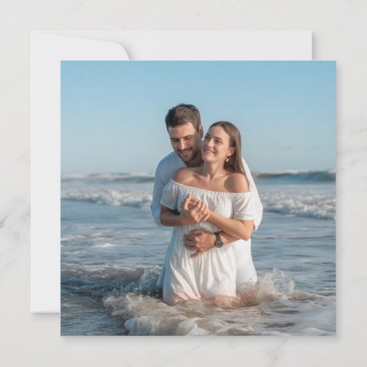 Modern Luxe Script Wedding Invitation with Framed  Kaart (Achterkant)