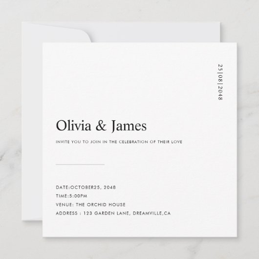 Modern Luxe Script Wedding Invitation with Framed Kaart (Voorkant)