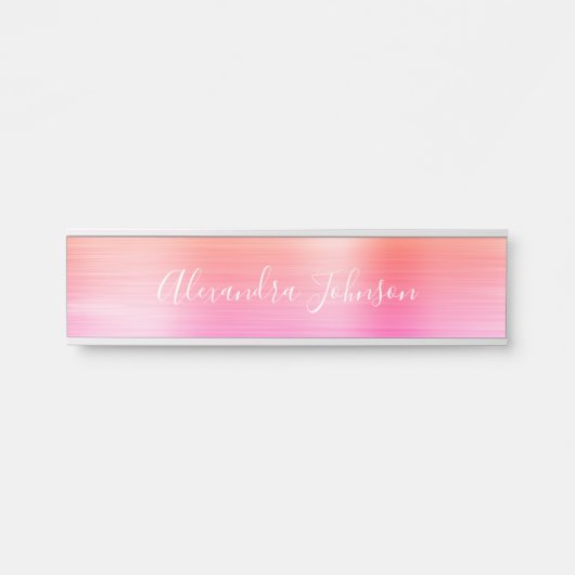 Modern Luxe Sinaasappel Roze Zakelijke Folie Moder Deurbordje (Voorkant)