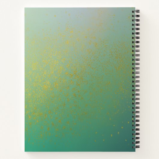 Modern Luxe Turquoise & Goud Aangepaste Naam & Ini Notitieboek (Achterkant)