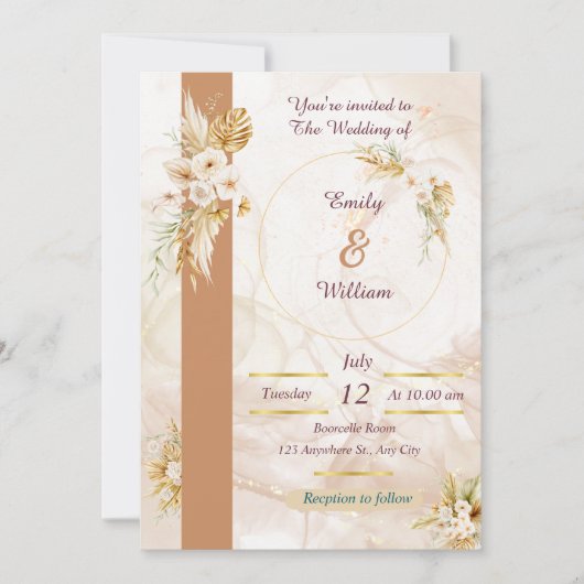Modern Luxe Wedding Invitation Kaart (Voorkant)