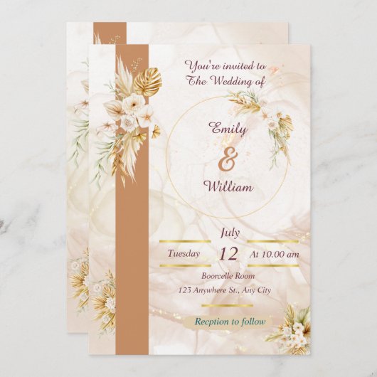 Modern Luxe Wedding Invitation Kaart (Voorkant / Achterkant)