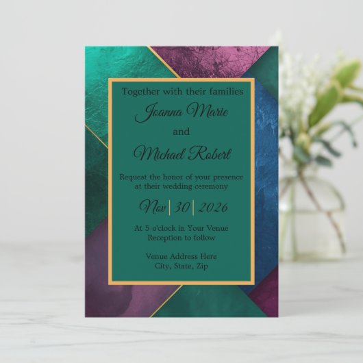 Modern Luxe Wedding Invitation Kaart (Staand voorkant)