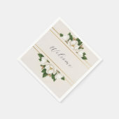 Modern Luxe White Magnolia Wedding Servet (Hoek)