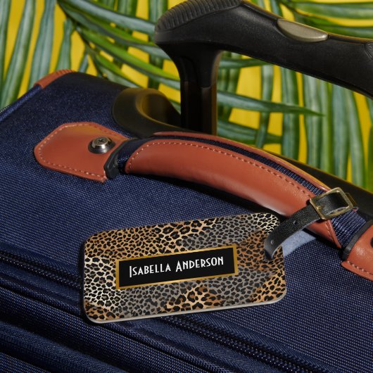 Modern luxe wit luipaard Elegant Collectie Bagagelabel (Voorkant Insitu 3)