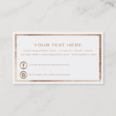 Modern luxe wit rose goud VIP kaart club lid Visitekaartje (Achterkant)