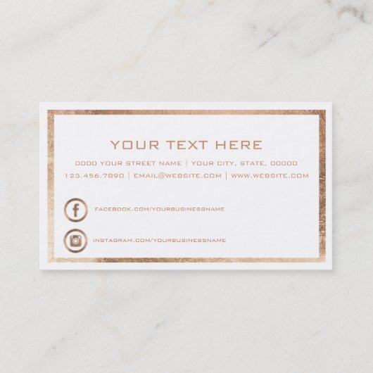 Modern luxe wit rose goud VIP kaart club lid Visitekaartje (Achterkant)